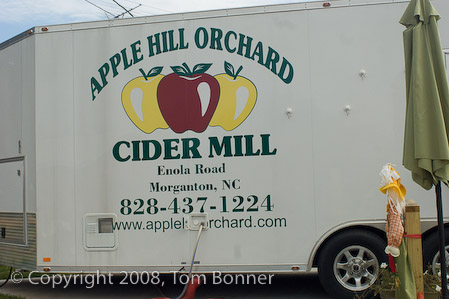 Trailer with Apple Hill Orchard logo