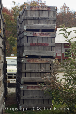 Stack of empty apple crates, Apple Hill Orchard and Cider mill