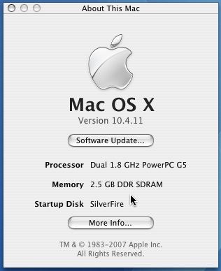Dialog box showing 2.5BG of ram installed.