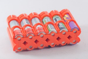 Bottom of Storacsell 12-pack battery caddy